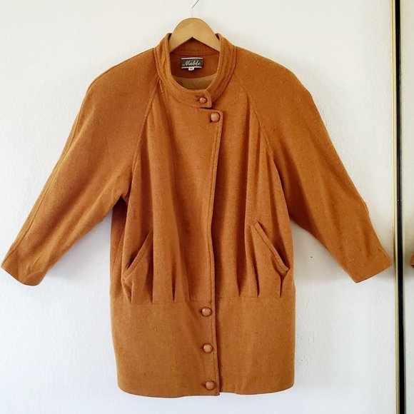 80's Mustard Yellow Wool Jacket, Slightly Distressed Jacket, Size 8 Medium - Picture 2 of 15